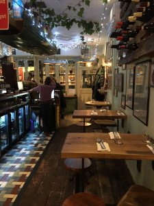 Rabbit's rustic interior with some furnishings made from downed trees on Nutbourne Farm.