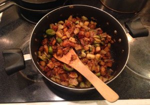 Perfect for a winter's day: Harvest Hash made with brussels sprouts, butternut squash, sweet & red potatoes, apples, cheddar cheese & bacon