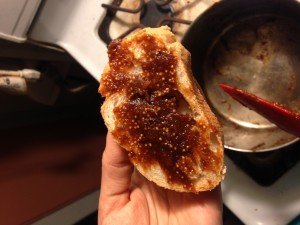 Mustard-fig jam: delicious & not too sweet topping on warm bread