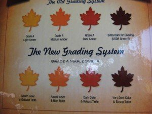 USDA revised grading of maple syrup in 2015: 1) US Grade A Golden, delicate flavor; (2) US Grade A Amber, rich flavor; (3) US Grade A Dark, robust flavor and (4) US Grade A Very Dark, strong flavor.