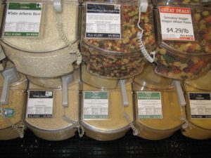 Organic whole wheat couscous for sale at fantastic bulk food department at Honest Weight