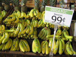 Organic and fair traded bananas from Ecuador and Peru for sale at the Honest Weight